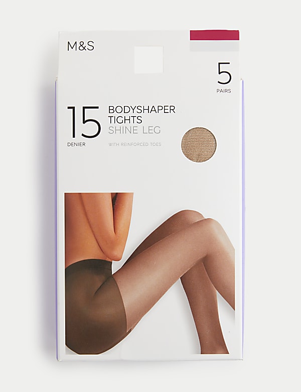 5pk 15 Denier Body Shaping Shine Tights