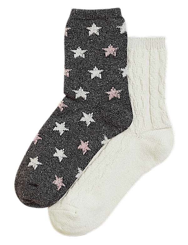 2pk Thermal Ankle High Socks with Wool