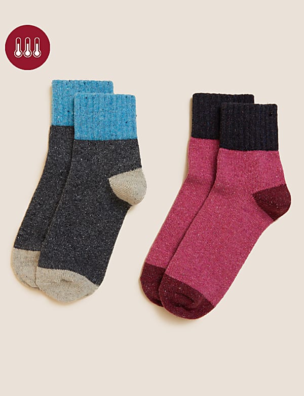 2pk Thermal Wool Blend Ankle High Socks