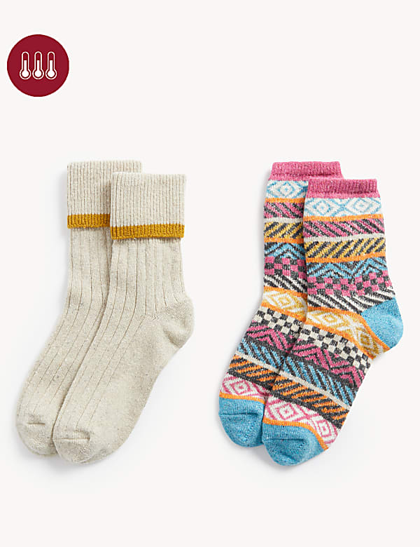 2pk Thermal Ankle High Socks with Wool