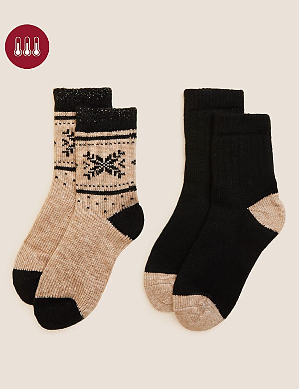 Buy 2pk Thermal Patterned Ankle High Socks at Marks Spencer