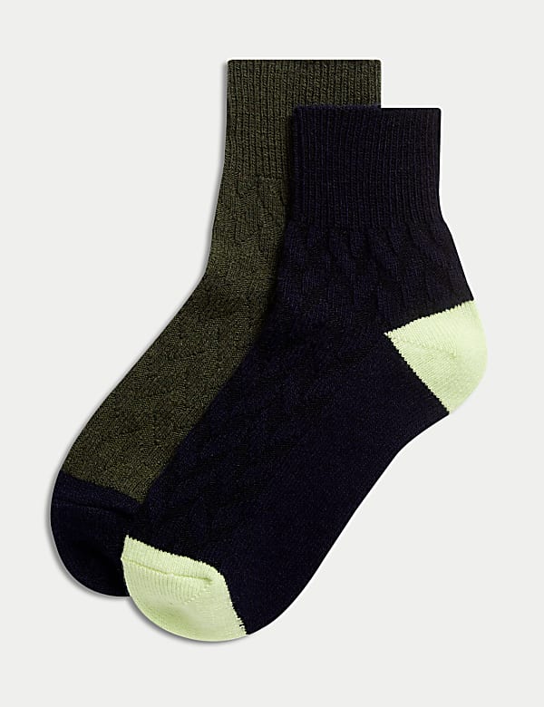 2pk Thermal Wool Blend Ankle High Socks - BG