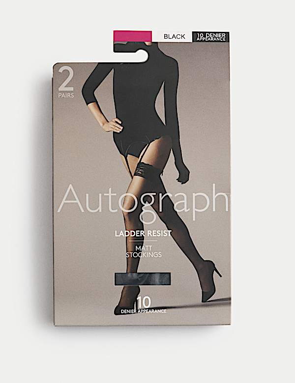 2pk 10 Denier Ladder Resist Matt Stockings - CZ