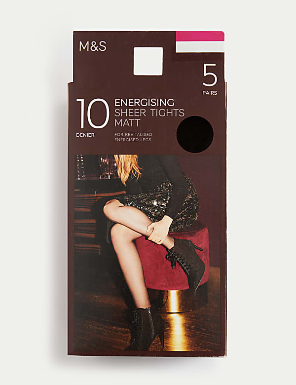 5pk 10 Denier Energising Matt Tights - IL