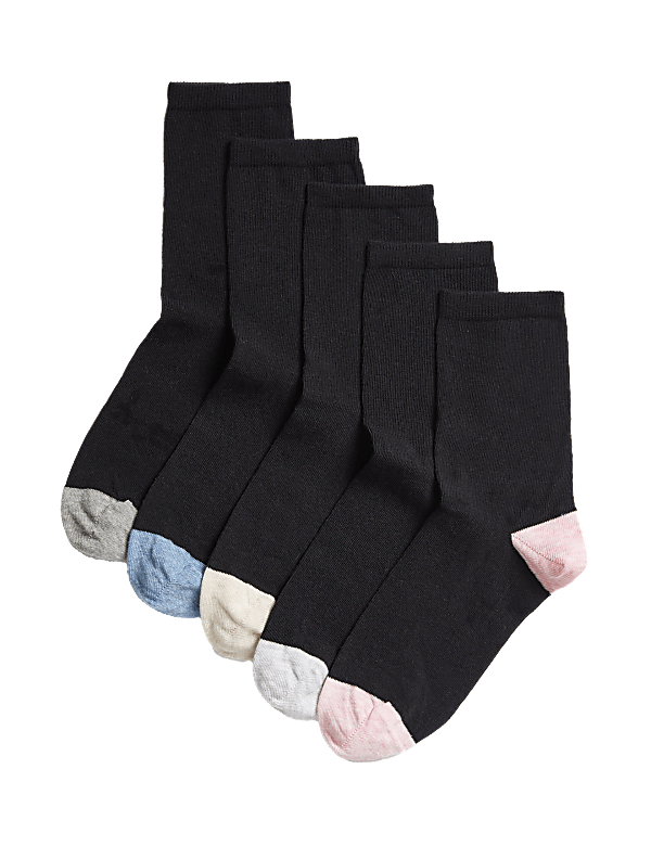 5pk Cotton Rich Seamless Toes Ankle High Socks