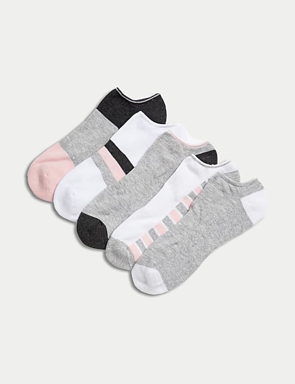 5pk Ultimate Comfort Trainer Liners GREY MIX Socks M S ID