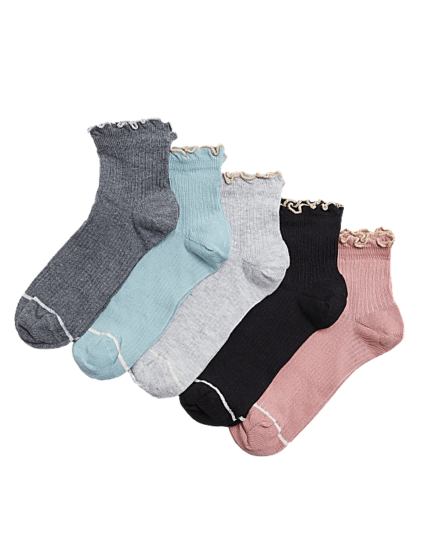5pk Cotton Rich Ruffle Anklet Socks