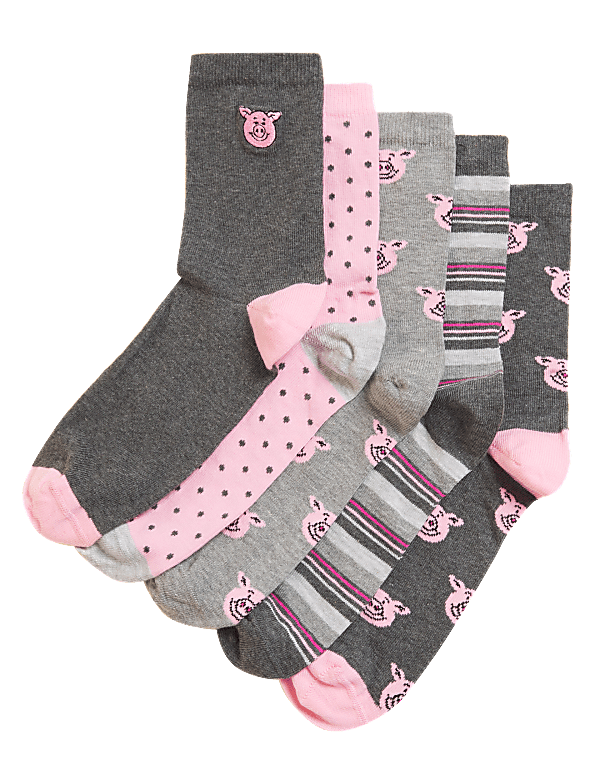 5pk Cotton Rich Percy Pig™ Ankle High Socks