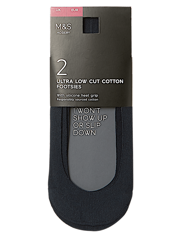 2pk Cotton Ultra Low Cut Footsies