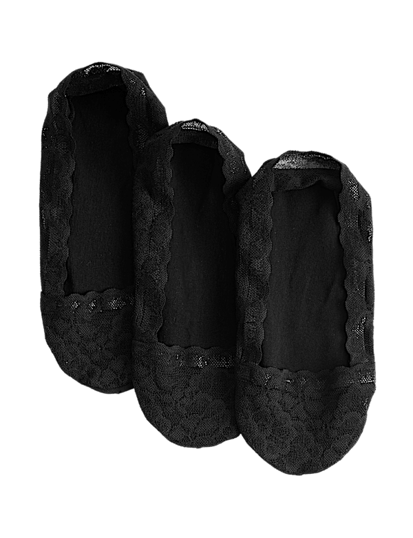 3 Pack Cotton Blend Lace Footsies
