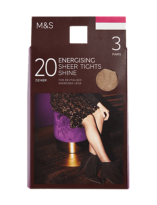3pk 20 Denier Energising Sheer Tights