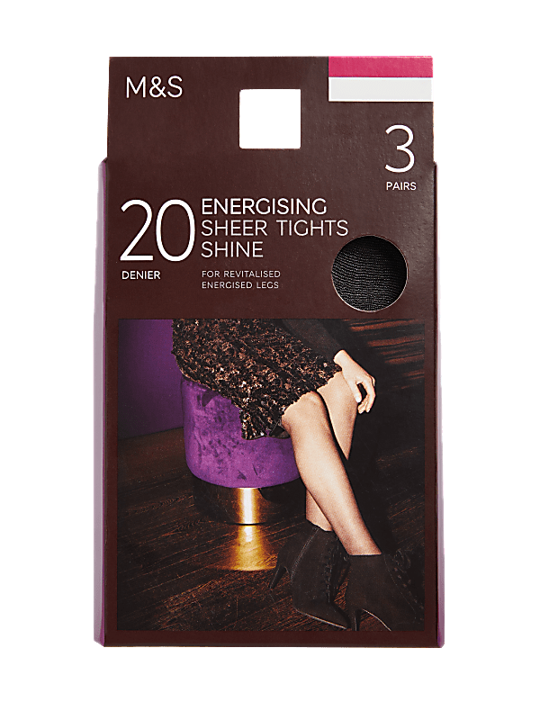 3pk 20 Denier Energising Sheer Tights