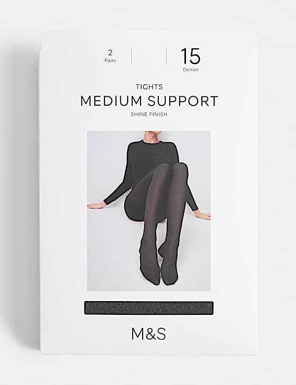15 Denier Medium Support 2 Pack Tights - GR