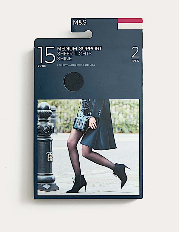 2pk 15 Denier Medium Support Sheer Tights - SE