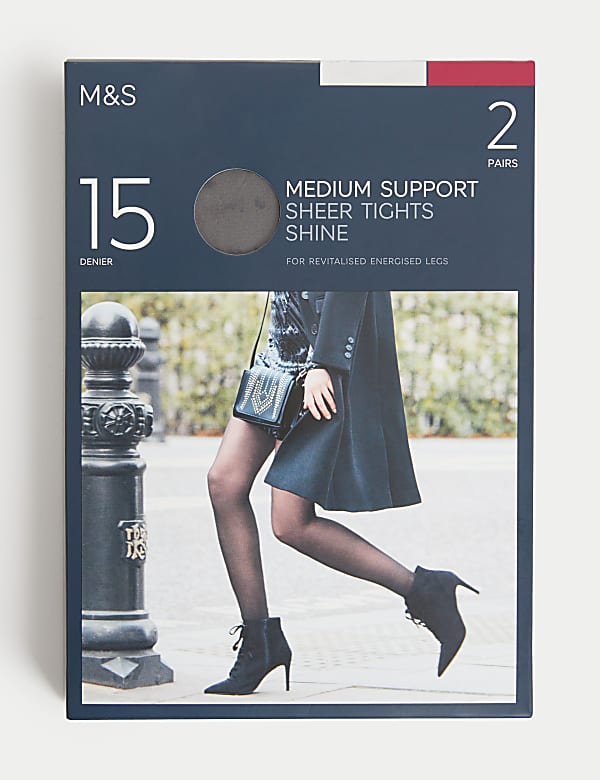 Lot de 2 paires de collants transparents 15 deniers à maintien moyen - CA