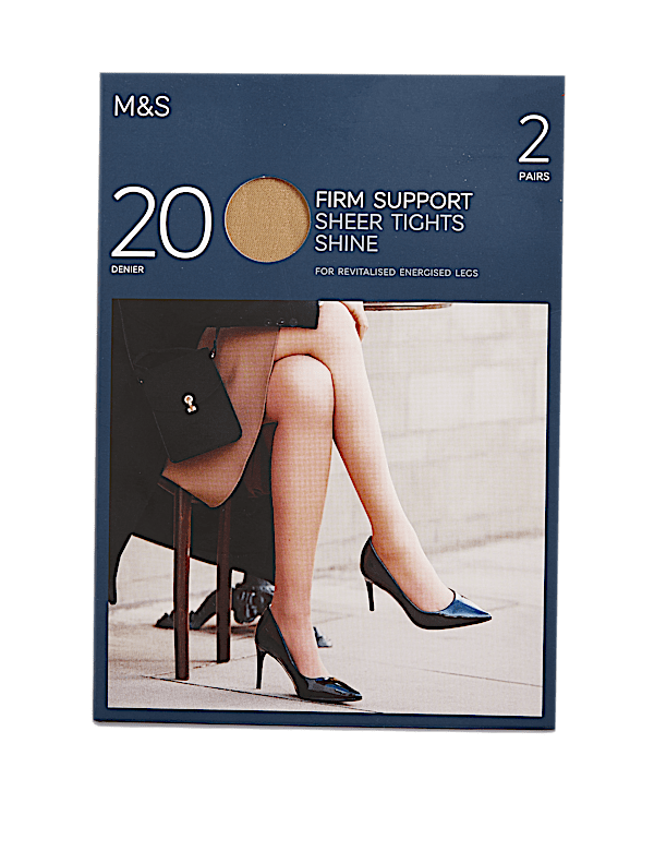 2pk 20 Denier Firm Support Sheer Tights