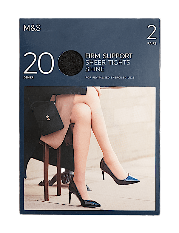 2pk 20 Denier Firm Support Sheer Tights