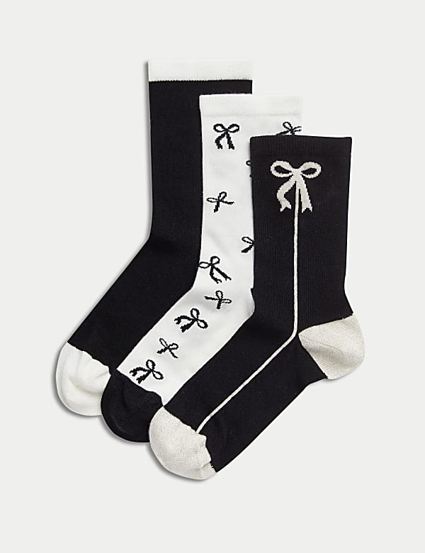 3pk Sumptuously Soft™ Bow Ankle High Socks - IL