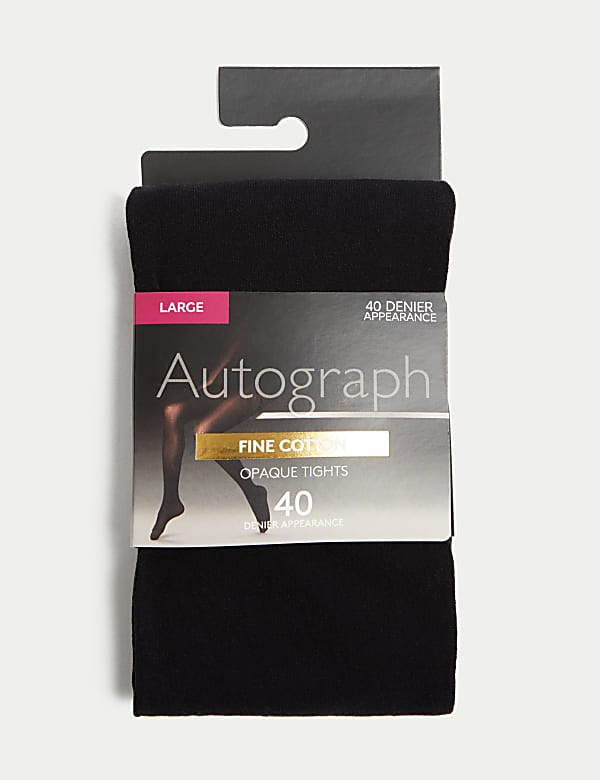 40 Denier Fine Cotton Opaque Tights - MX