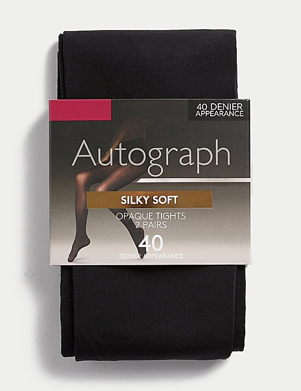 2pk 40 Denier Opaque Tights - AL