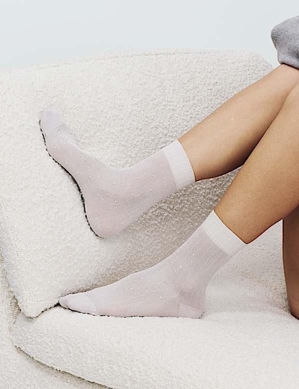 Glitter Embellished Crew Socks - LU
