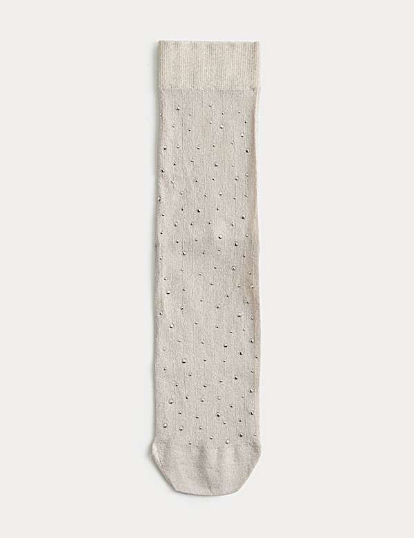 Glitter Embellished Crew Socks - LU