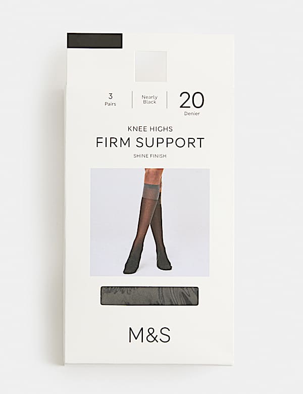 3 Pack 20 Denier Firm Support Knee Highs - IS