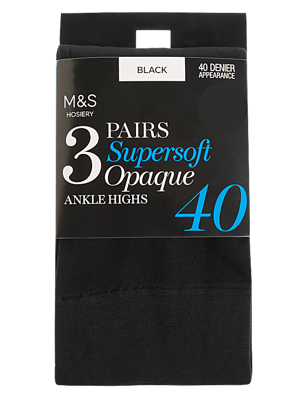 3pk 40 Denier Supersoft Opaque Ankle Highs