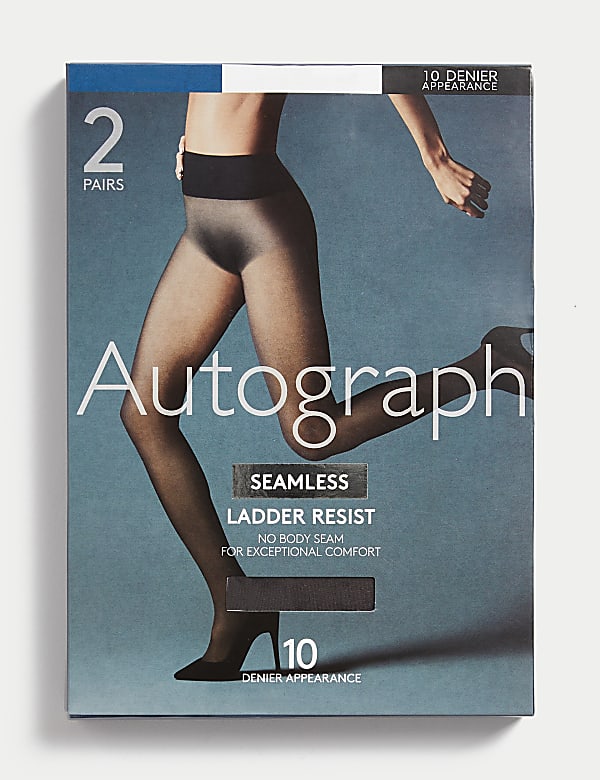 Lot de 2 paires de collants 10 deniers sans coutures et indémaillables - CH