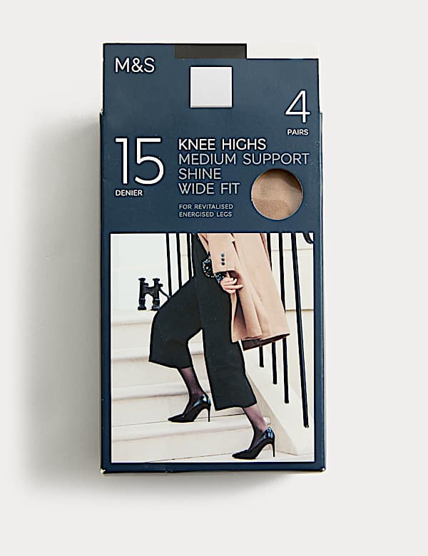 4pk 15 Denier Medium Support Knee Highs - CH