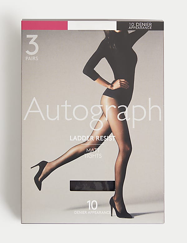 3pk 10 Denier Ladder Resist Matt Tights - US