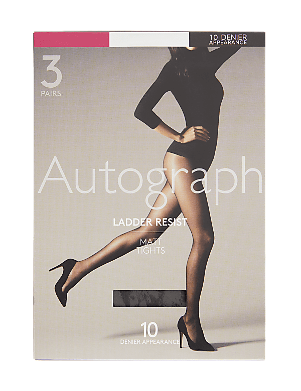 3pk 10 Denier Ladder Resist Matt Tights