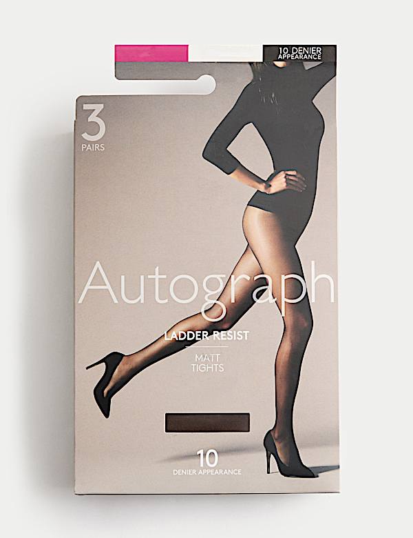 3pk 10 Denier Ladder Resist Matt Tights - US