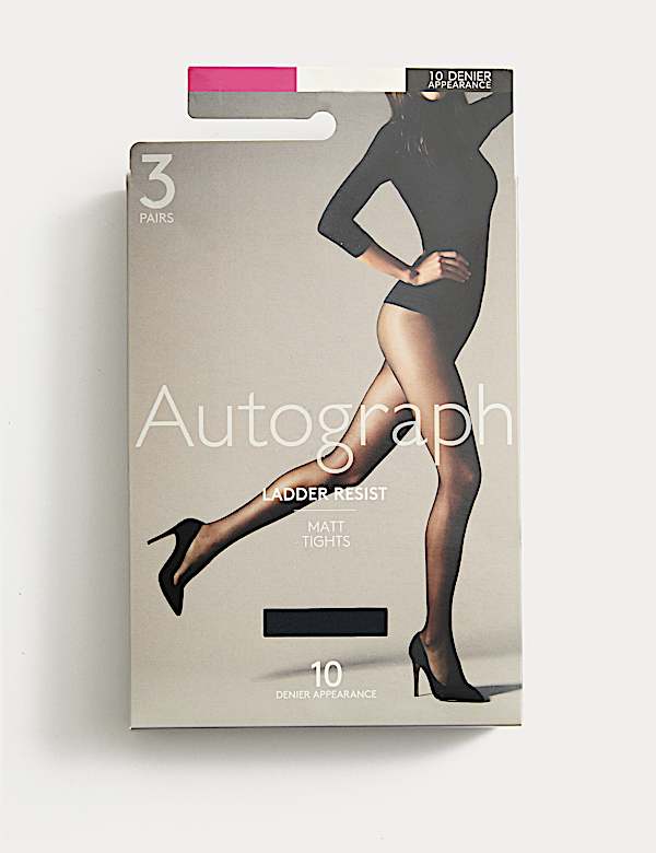 3er-Pack laufmaschensichere, matte Strumpfhosen (10 den) - DE