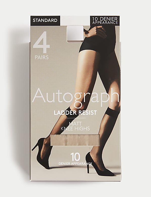 4pk 10 Denier Ladder Resist Knee Highs - US