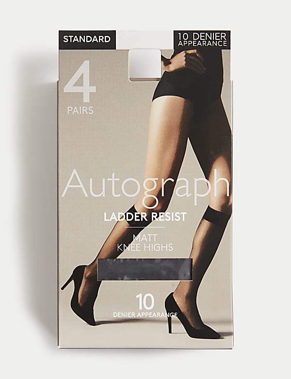 4pk 10 Denier Ladder Resist Knee Highs - JP
