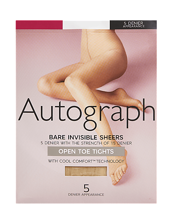 5 Denier Bare Invisible Open Toe Tights