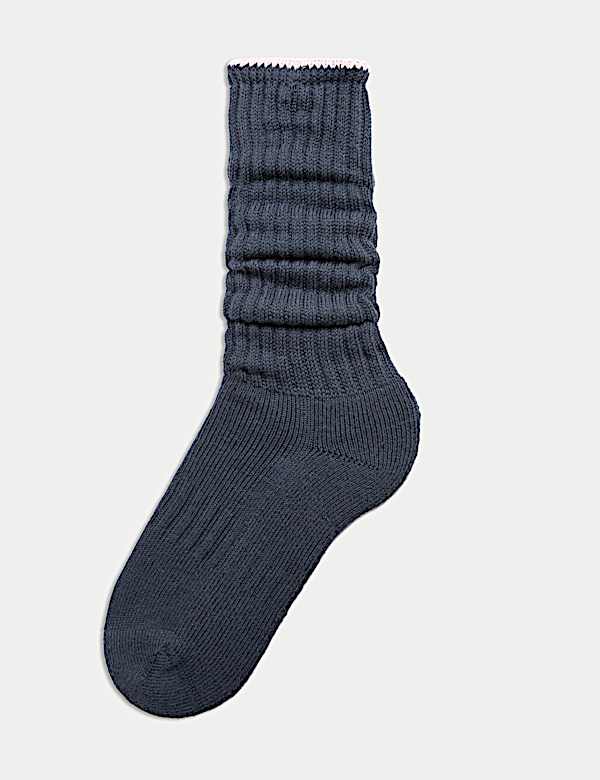 Cotton Rich Slouchy Ankle High Socks - AT