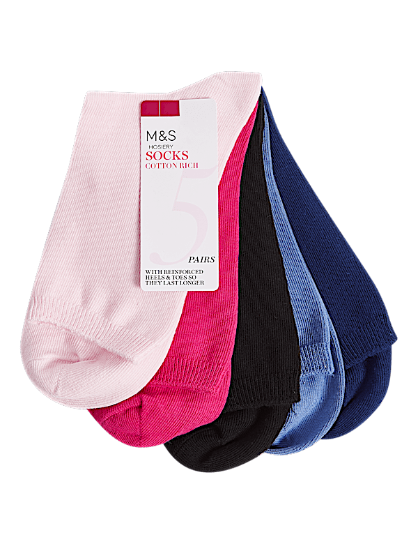 5 Pack Cotton Rich Ankle High Socks