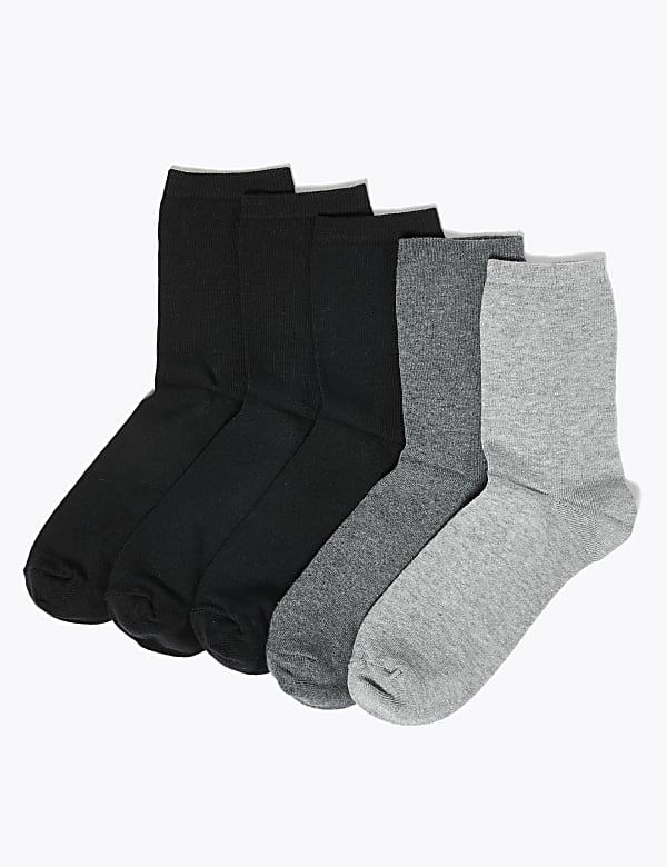 5 Pack Cotton Rich Ankle High Socks - CN