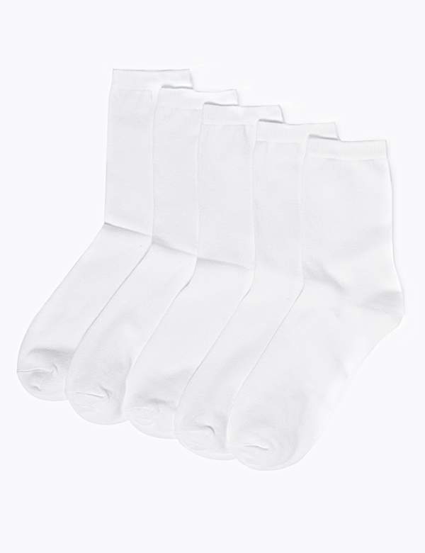 5 Pack Cotton Rich Ankle High Socks