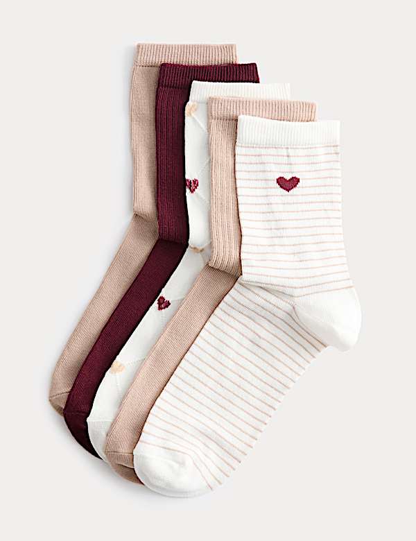 5pk Cotton Rich Printed Ankle High Socks - CY
