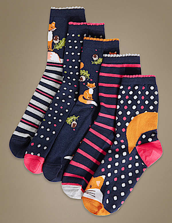 5 Pair Pack Ankle High Socks