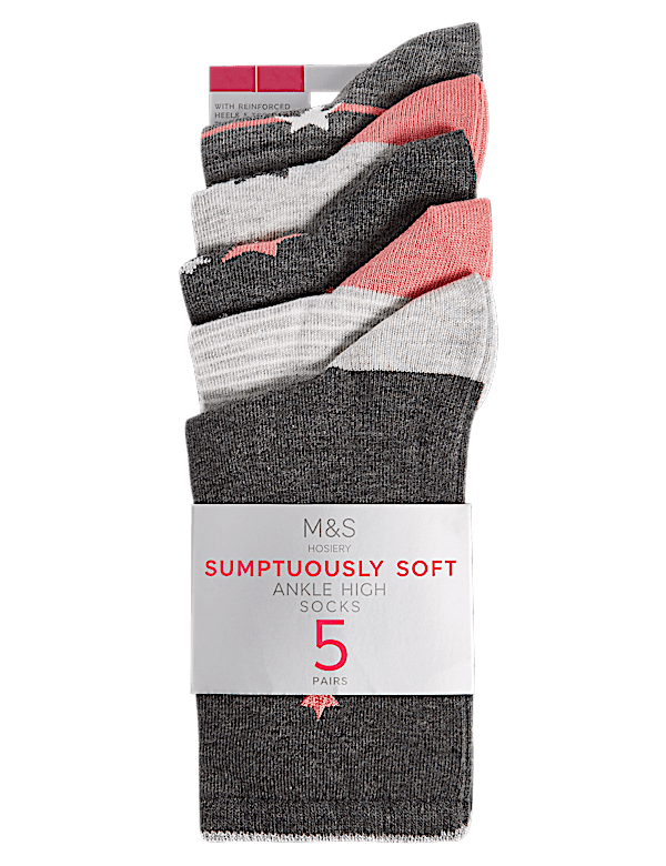 5 Pair Pack Sumptuously Soft Ankle High Socks