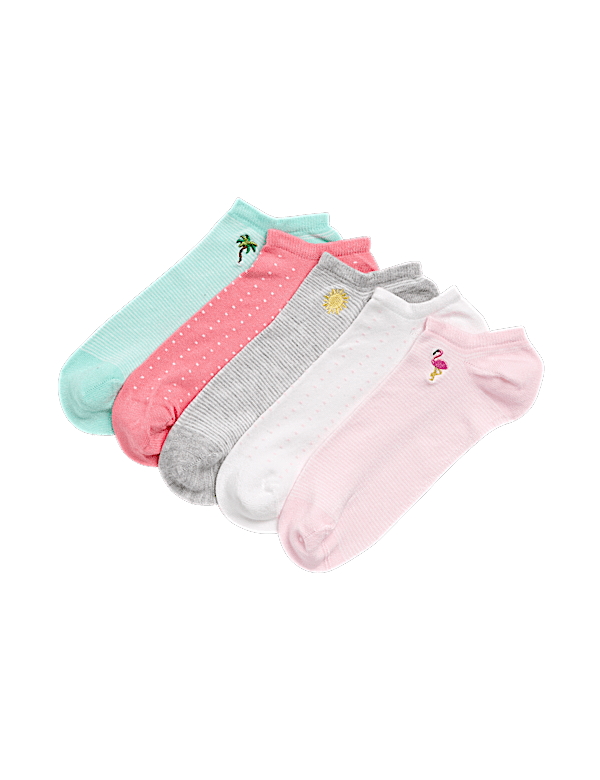 5pk Tropical Embroidered Trainer Liners™