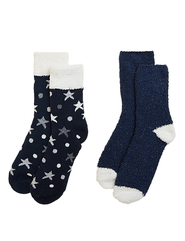2pk Cosy Star Ankle High Socks