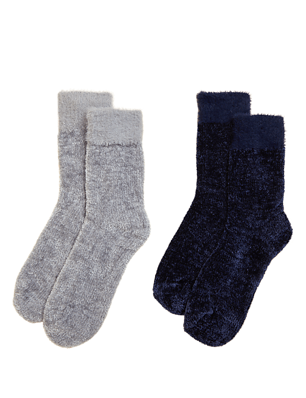 2pk Recycled Thermal Velvet Cosy Socks