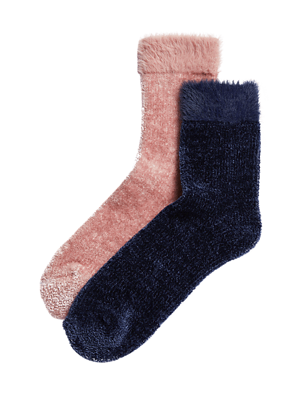 2pk Recycled Thermal Velvet Cosy Socks