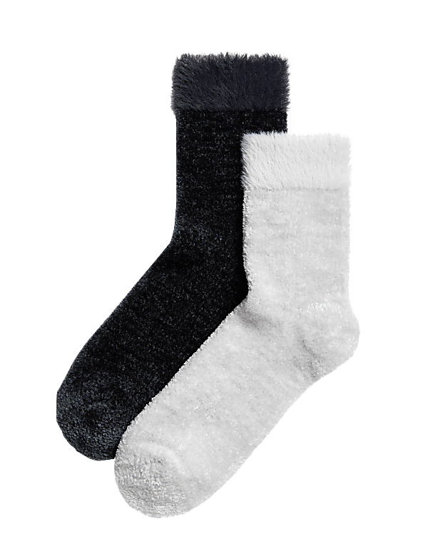 2pk Recycled Thermal Velvet Cosy Socks
