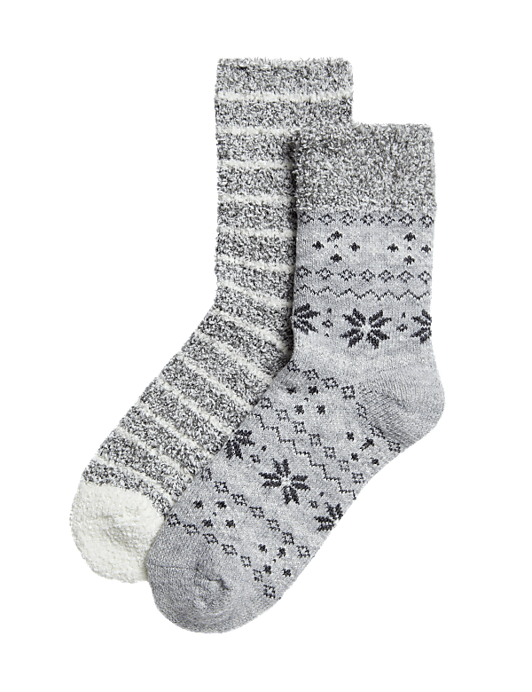 2pk Fairisle Cosy Thermal Socks